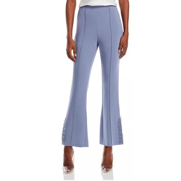 CINQ À SEPT KAYDEN BEADED FLARE PANTS in Slate NWT Size 2 - Picture 1 of 8